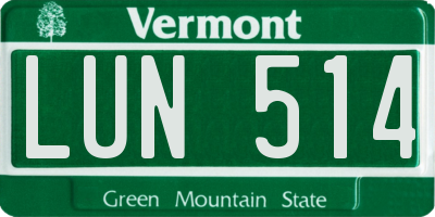 VT license plate LUN514