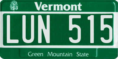 VT license plate LUN515