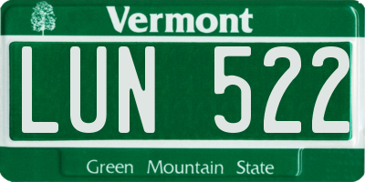 VT license plate LUN522