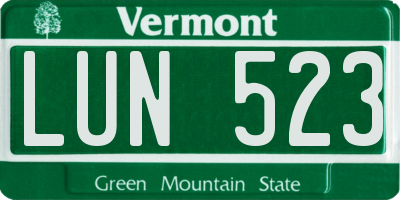 VT license plate LUN523