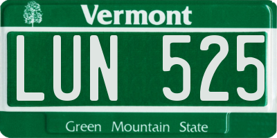 VT license plate LUN525