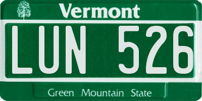 VT license plate LUN526