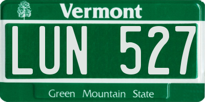 VT license plate LUN527