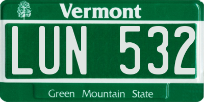 VT license plate LUN532