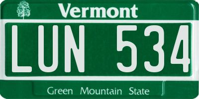VT license plate LUN534