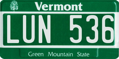VT license plate LUN536