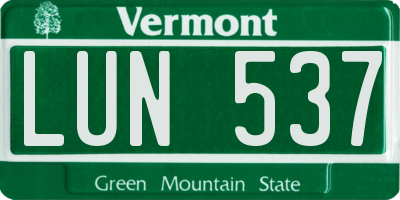 VT license plate LUN537