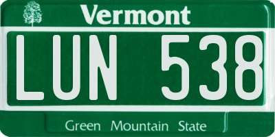 VT license plate LUN538