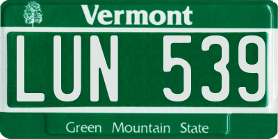 VT license plate LUN539