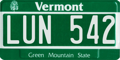 VT license plate LUN542