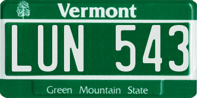 VT license plate LUN543