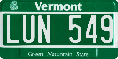 VT license plate LUN549