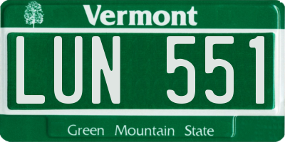 VT license plate LUN551