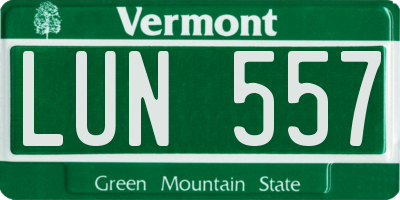 VT license plate LUN557