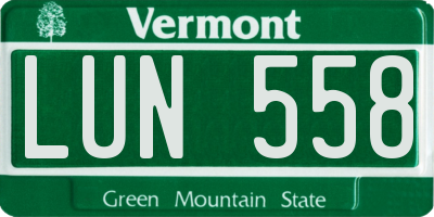 VT license plate LUN558
