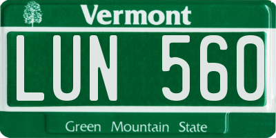 VT license plate LUN560