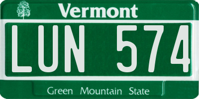 VT license plate LUN574