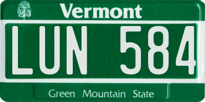 VT license plate LUN584