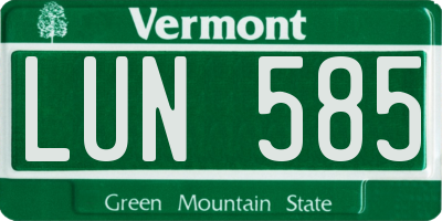 VT license plate LUN585