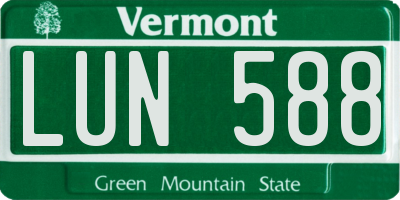 VT license plate LUN588