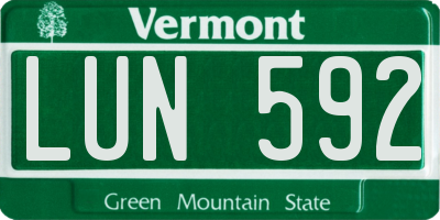 VT license plate LUN592