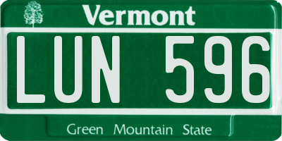 VT license plate LUN596