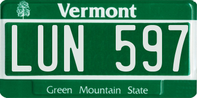 VT license plate LUN597