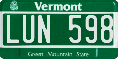 VT license plate LUN598