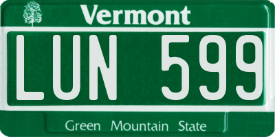 VT license plate LUN599