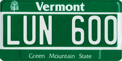 VT license plate LUN600