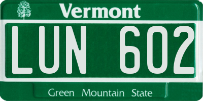 VT license plate LUN602