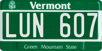 VT license plate LUN607