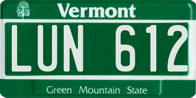 VT license plate LUN612