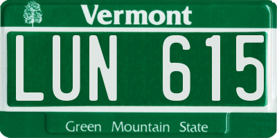 VT license plate LUN615