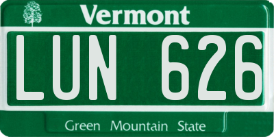 VT license plate LUN626