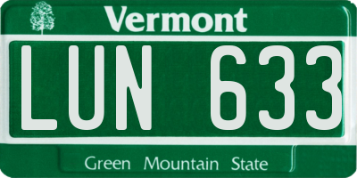 VT license plate LUN633