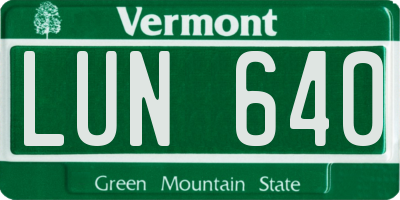 VT license plate LUN640