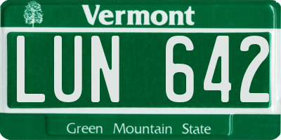 VT license plate LUN642