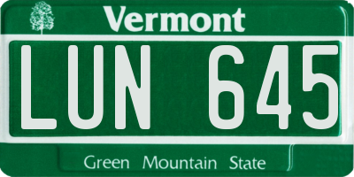 VT license plate LUN645
