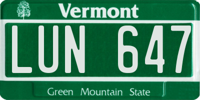 VT license plate LUN647