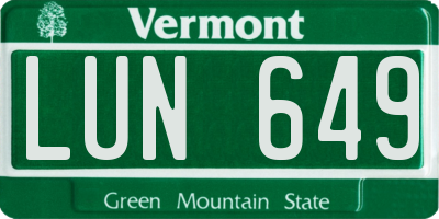 VT license plate LUN649