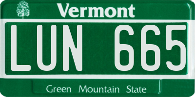 VT license plate LUN665