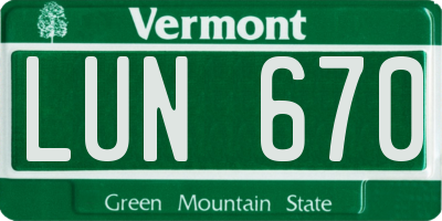 VT license plate LUN670