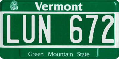 VT license plate LUN672