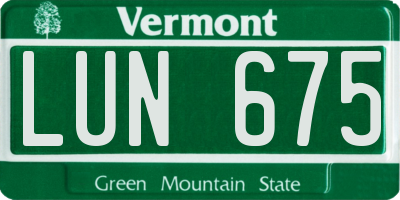 VT license plate LUN675