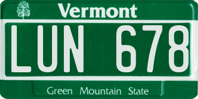 VT license plate LUN678