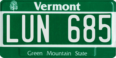 VT license plate LUN685