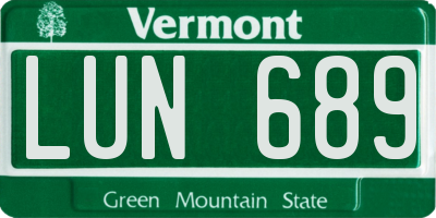 VT license plate LUN689