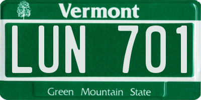 VT license plate LUN701