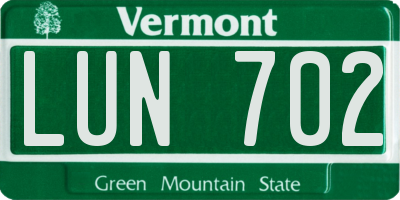VT license plate LUN702